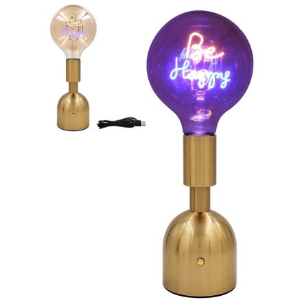 Led Be HappyText Lamp, 33cm
