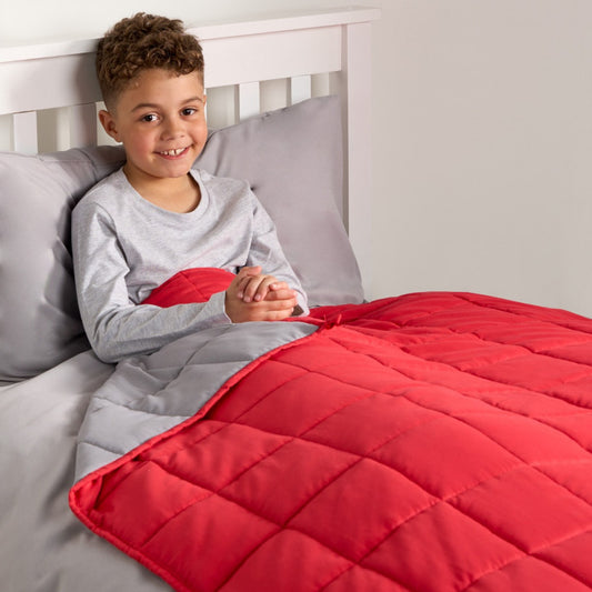 Kids Supersoft Reversible Weighted Blanket, Red/Grey - 3kg I