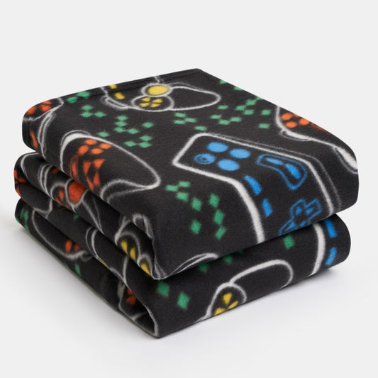 Gaming Print Fleece Throw - Black