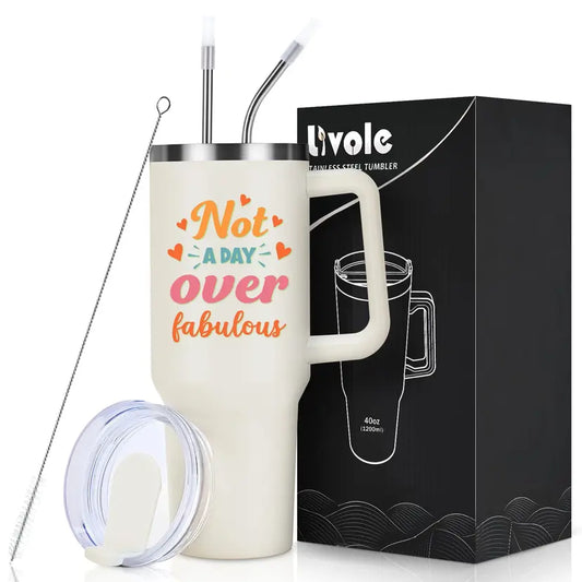 Not A Day Over Fabulous,  40oz Tumbler with Straw and Lid,